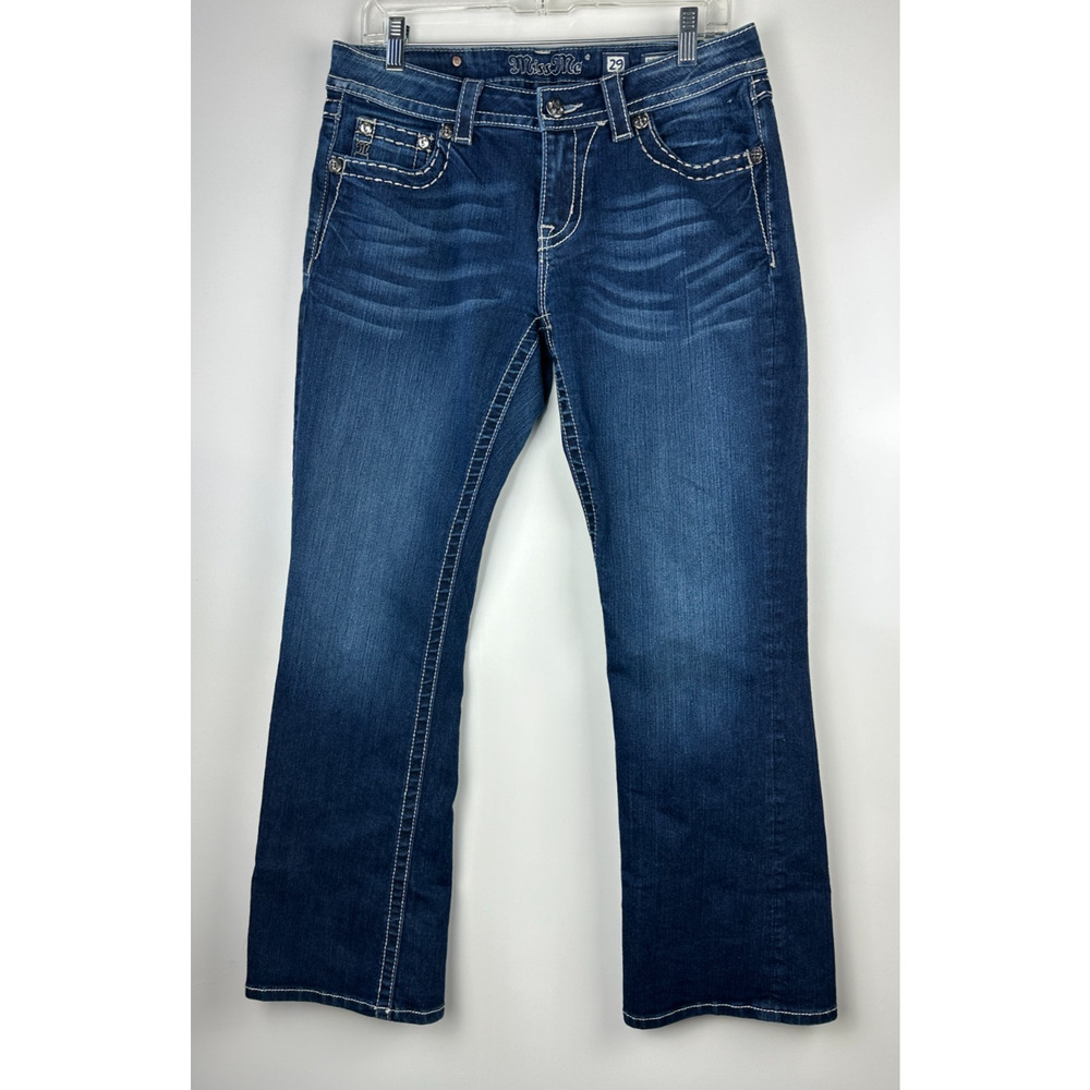 Miss Me Easy Boot Cut Jeans Low Rise Embellished Studded Rhinestones Size 29 - Picture 11 of 11